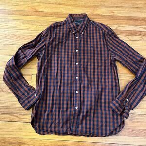 Scotch & Soda Shirt Mens Large My Favorite Plaid Long Sleeve Button Nylon Blend